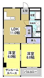 ビラ四季 2LDKの間取図画像