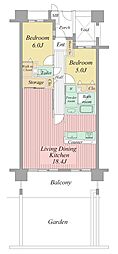 GRANDCOURTEAST25 2LDKの間取図画像
