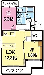 マンションヒカリ2 1LDKの間取図画像