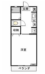 キャッスルタウンC 1Kの間取図画像