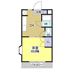 ローランギャロス 1DKの間取図画像