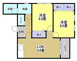 久嶋ハイム 2DKの間取図画像