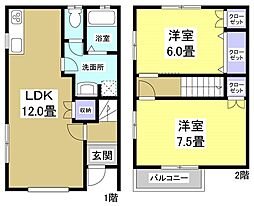 ドエルコートA 2LDKの間取図画像