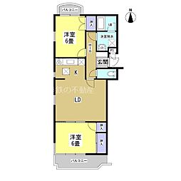 ミラクル西塚 2LDKの間取図画像
