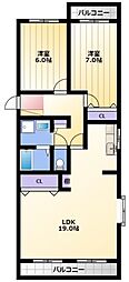 エヌティ坂下 2LDKの間取図画像