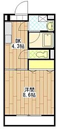エスタシオン 1DKの間取図画像