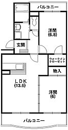 アレイズ和合 2LDKの間取図画像