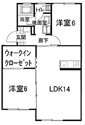 ボヌール片岡2 2LDKの間取図画像