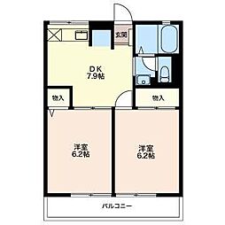 スキヤハイツ3 2DKの間取図画像