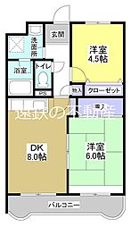ソレアード曳馬 2DKの間取図画像