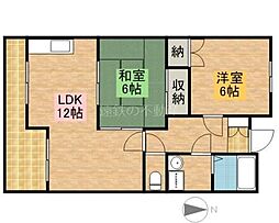コスモスB 2LDKの間取図画像