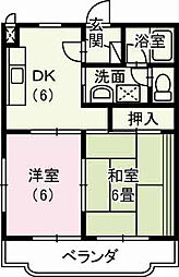 プロヴァンス 2DKの間取図画像