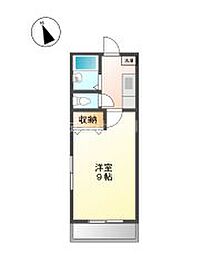 willow布橋 1Kの間取図画像