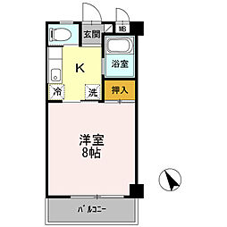 棒屋第2城北ハイツ 1Kの間取図画像