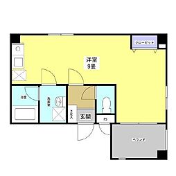 エレンシア・N ワンルームの間取図画像