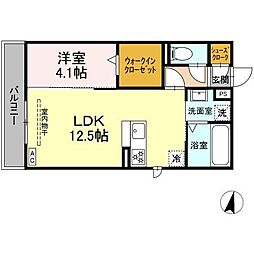 浜松市中央区篠ケ瀬町アパート 1LDKの間取図画像