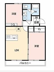マンションカメリア2 2LDKの間取図画像