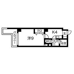 ゴールドサークル尾張町 1Kの間取図画像