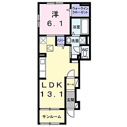 ロケットラボさぎの宮 1LDKの間取図画像