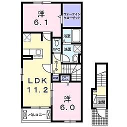 グランツ 2LDKの間取図画像