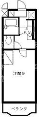 アビタシオン天王3 1Kの間取図画像