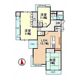 グランメール佐鳴台 3LDKの間取図画像