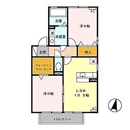 リビングタウン家代の里B 2LDKの間取図画像