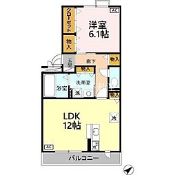 フィオーレ松本 1LDKの間取図画像