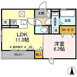 D-Hills領家 1LDKの間取図画像