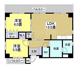 グランドパレス浜松 2LDKの間取図画像