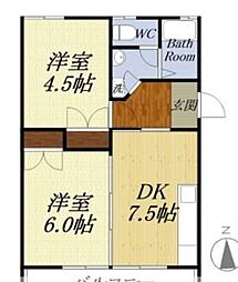 サンハイム幸 2DKの間取図画像