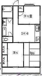 コーポシルク 3DKの間取図画像