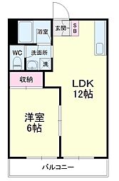 コーポことぶき 1LDKの間取図画像