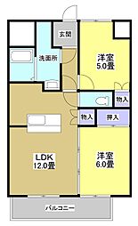 ラフォーレ・三方原 2LDKの間取図画像