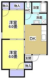 メゾン永井 2DKの間取図画像