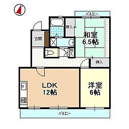 BEL・AIR佐鳴台 2LDKの間取図画像