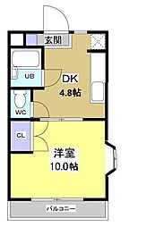 ローランギャロス 1DKの間取図画像