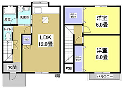 バンブーあすか 2LDKの間取図画像