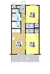 IVYキャッスル 2DKの間取図画像