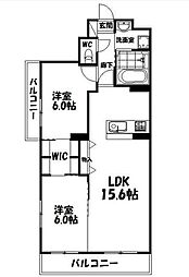 ロゼッタ和合 2LDKの間取図画像