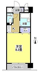 ブライティ助信 1Kの間取図画像