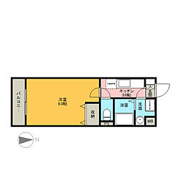 ショコラ 1Kの間取図画像