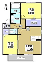 サンプレイスA 2LDKの間取図画像