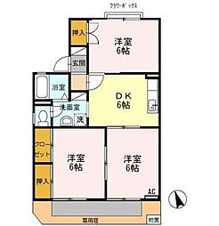 タウンハウス愛野公園A 3DKの間取図画像