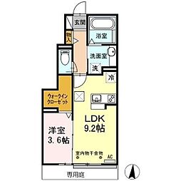 Wit下石田 1LDKの間取図画像
