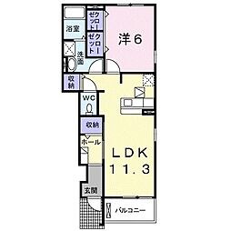 ウエストリバー 1LDKの間取図画像