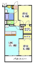 シャルマン 2LDKの間取図画像
