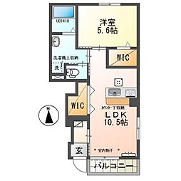 クレッセント高塚A 1LDKの間取図画像