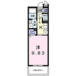 フェアリーヒルズヒビキ 1Kの間取図画像