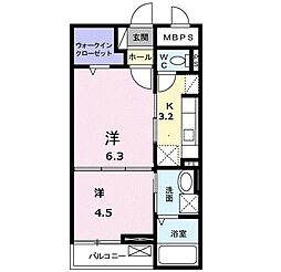 ヒルズ桜坂 2Kの間取図画像